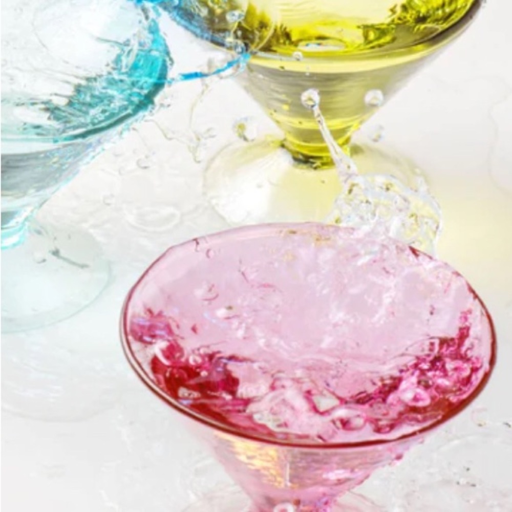 Karma Catalina Short martini glasses s/2-celery & raspberry hammered texture–NWT